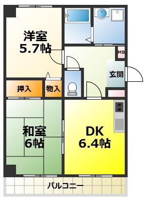 ANESIS OCTO(2DK/2階)の間取り写真
