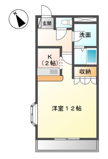 コンフォース(1K/2階)の間取り写真