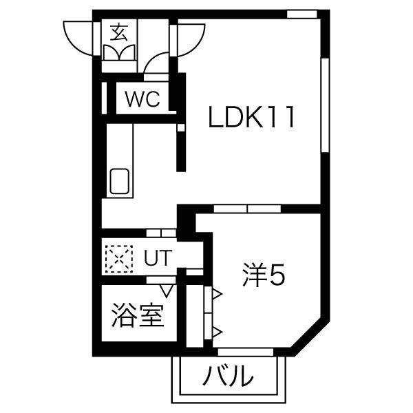 AY パティオ(1LDK/4階)の間取り写真