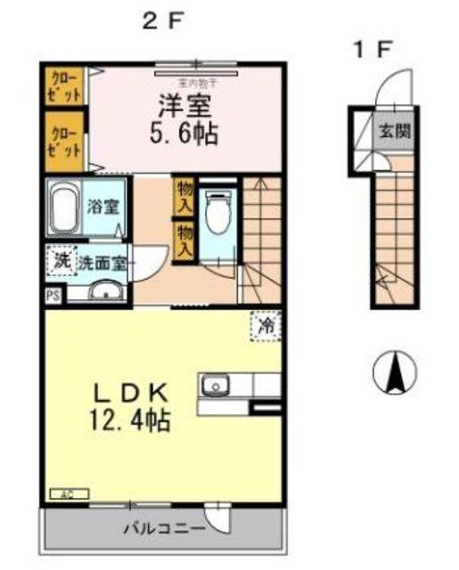 カーサエミネンス(1LDK/1階)の間取り写真