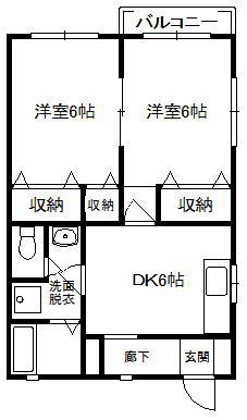 パークビレッジ C棟(2DK/2階)の間取り写真