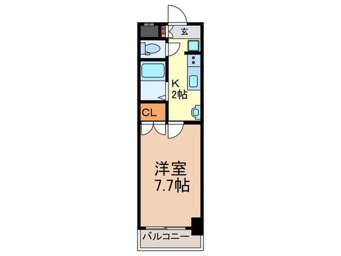 フェンテ上汐(1K/3階)の間取り写真