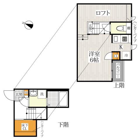 CB指扇ファーレ(1K/1階)の間取り写真