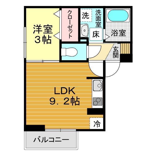 ノイルカーサ(1LDK/1階)の間取り写真