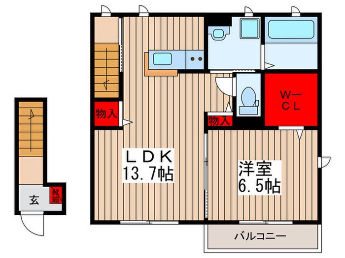 MAREVELOUS TAKINISHI A棟(1LDK/2階)の間取り写真