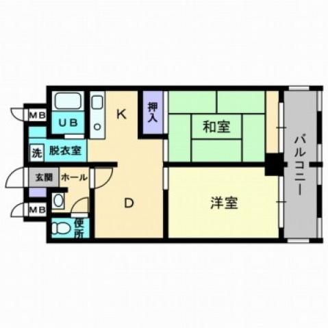 アルファエステート扇町(2DK/9階)の間取り写真