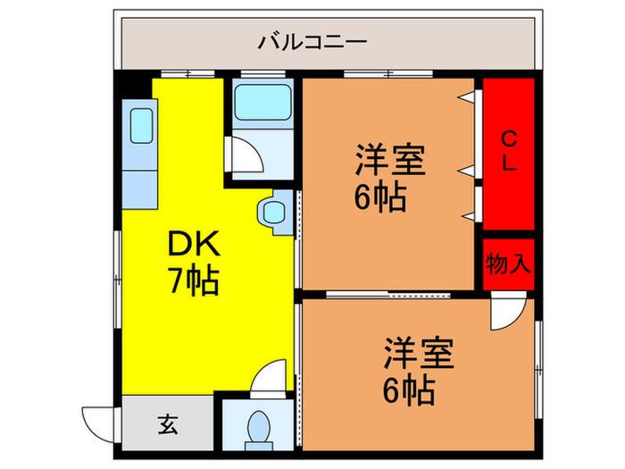 アーバン峰(2DK/2階)の間取り写真