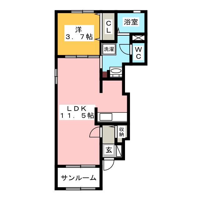 ニコニコヒルズ(1LDK/1階)の間取り写真