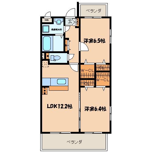 ルナコート博多南(2LDK/1階)の間取り写真