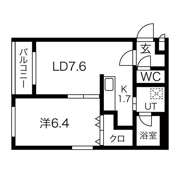 ミントジャムスS14(1LDK/1階)の間取り写真