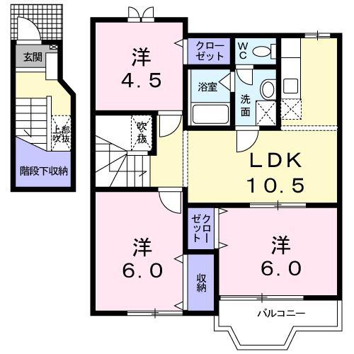 ピュア リブ D(3LDK/2階)の間取り写真