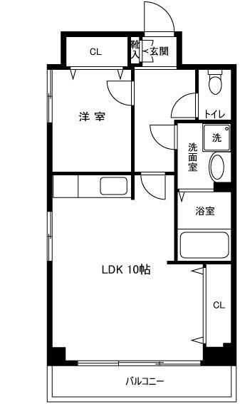 東京KRビル(1LDK/6階)の間取り写真