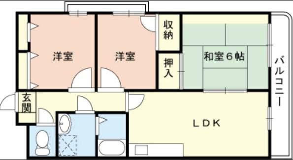 スペイシャル紀の川(3DK/3階)の間取り写真