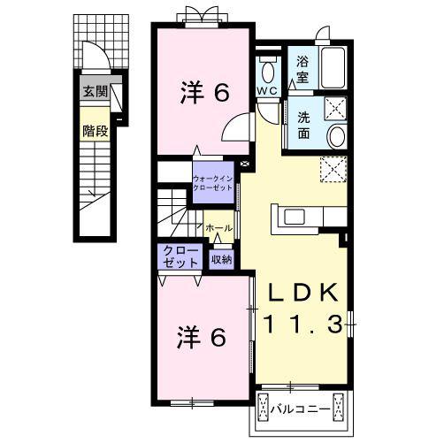 フェリチタIII(2LDK/2階)の間取り写真
