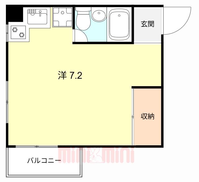 リバーヒルハイツ(ワンルーム/2階)の間取り写真
