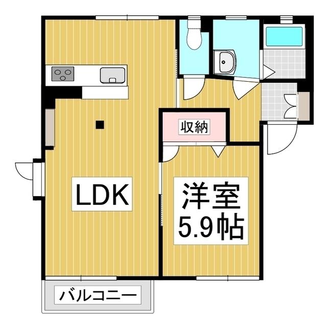 ディアスヤマーニ(1LDK/1階)の間取り写真