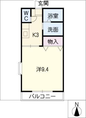サンライズガーデン(1K/1階)の間取り写真