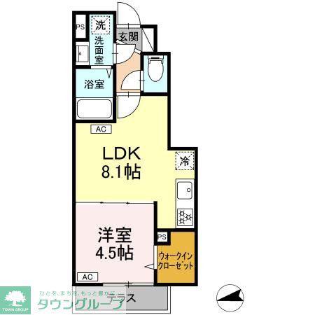 グラナーデ成城学園前A(1LDK/1階)の間取り写真
