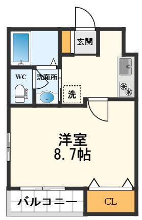 ノールシャトー(1K/3階)の間取り写真