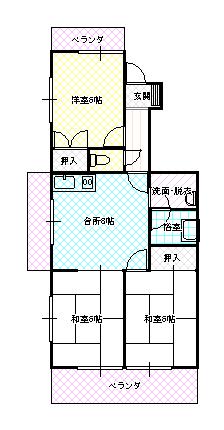 大雅ビル(3DK/4階)の間取り写真