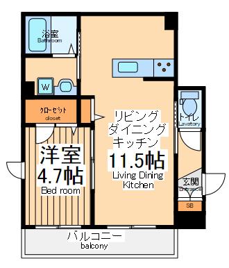 ルーヴェ(1LDK/1階)の間取り写真
