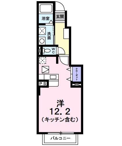 スターフィールドIII・B(ワンルーム/1階)の間取り写真