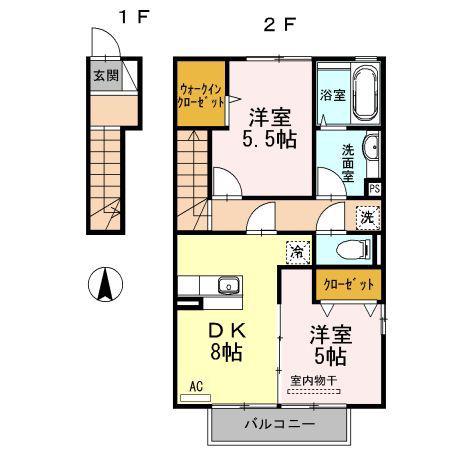 アルページュ(2DK/2階)の間取り写真