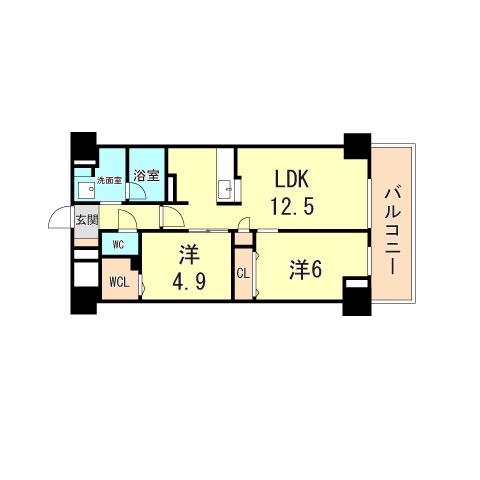 グランリベレ明石(2LDK/2階)の間取り写真