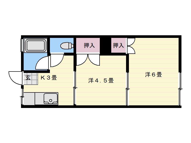 サンハイツ武岡(2K/2階)の間取り写真