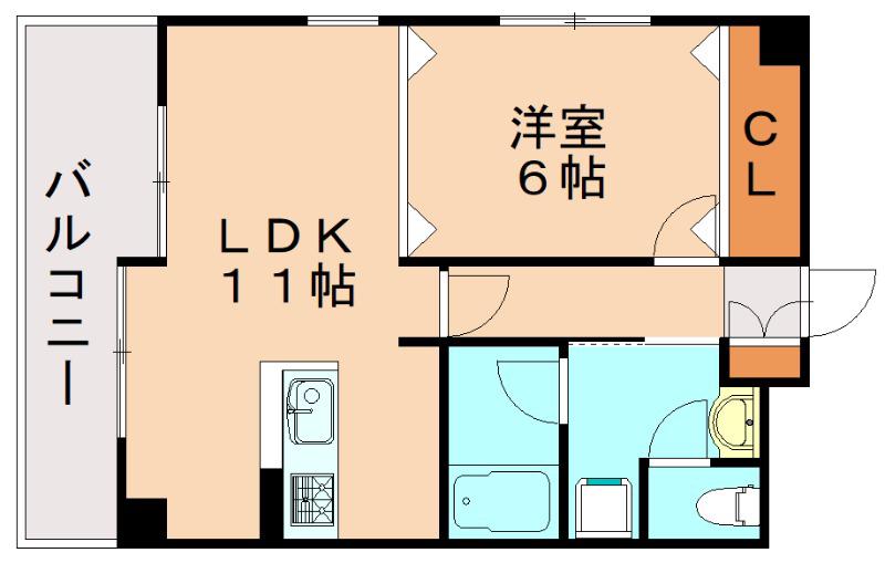 LIENS RENOVATIO 二日市STA(1LDK/5階)の間取り写真