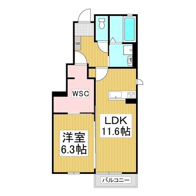 GRANDE広丘 C棟(1LDK/1階)の間取り写真