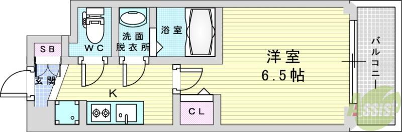 スプランディッド7(1K/2階)の間取り写真