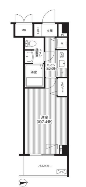 フォルマーレ新中野(1K/8階)の間取り写真