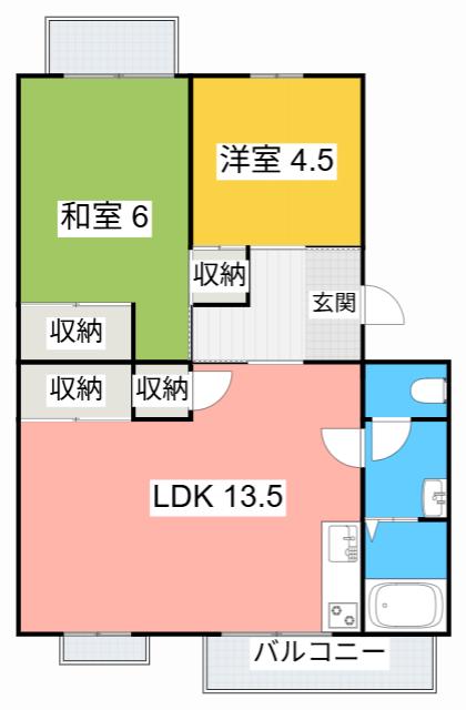 ドエル森下(2LDK/2階)の間取り写真