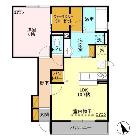 リオフォート(1LDK/1階)の間取り写真
