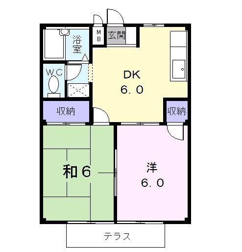 コーポさかえA(2DK/1階)の間取り写真