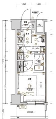 CCREST TAPP 川崎II(1K/9階)の間取り写真
