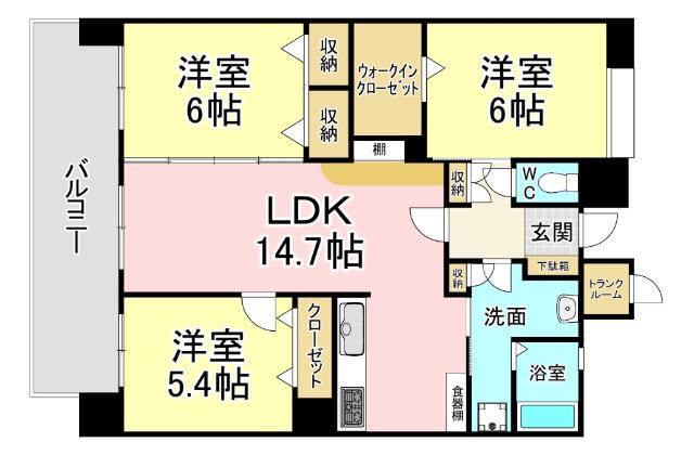 サンパーク守恒(3LDK/5階)の間取り写真