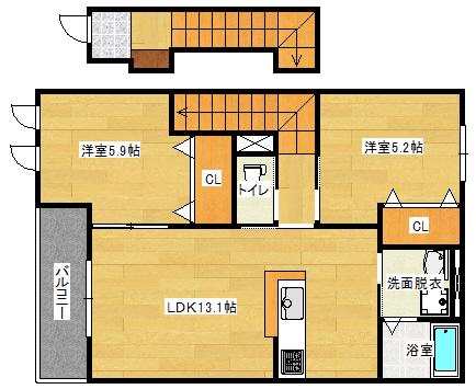 メゾン・シルフィードII (2LDK/2階)の間取り写真
