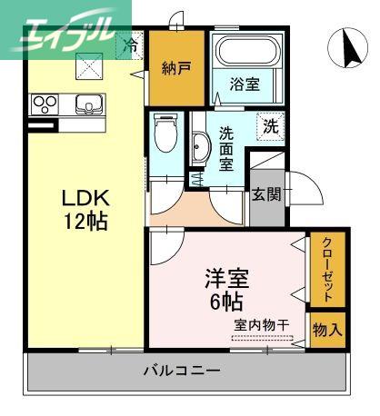 シェーン ネーベル A棟(1LDK/1階)の間取り写真