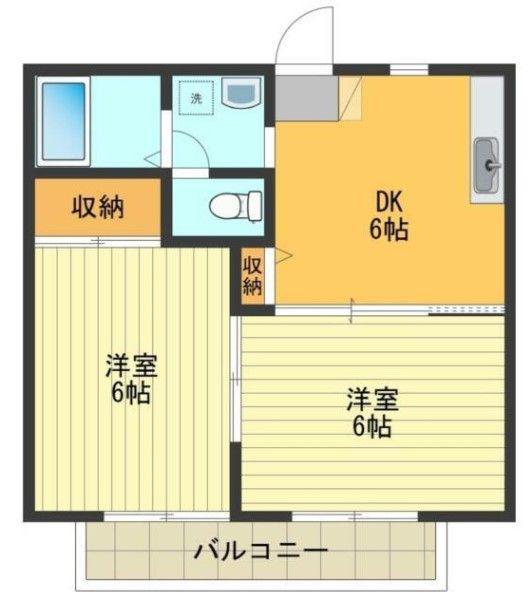 オリンピアB(2DK/2階)の間取り写真