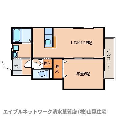 メリー・ベルC(1LDK/1階)の間取り写真