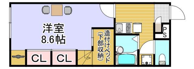 アルバトラモント早良(1K/2階)の間取り写真
