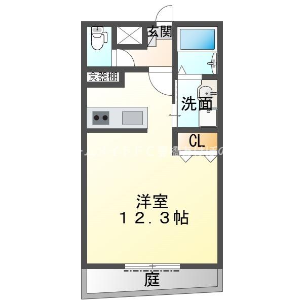 ベルクレスト大岩 参番館(ワンルーム/1階)の間取り写真