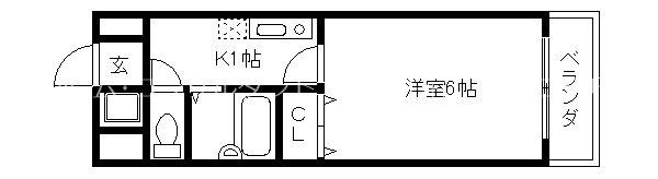 チェリーハイツ西山本(1K/2階)の間取り写真