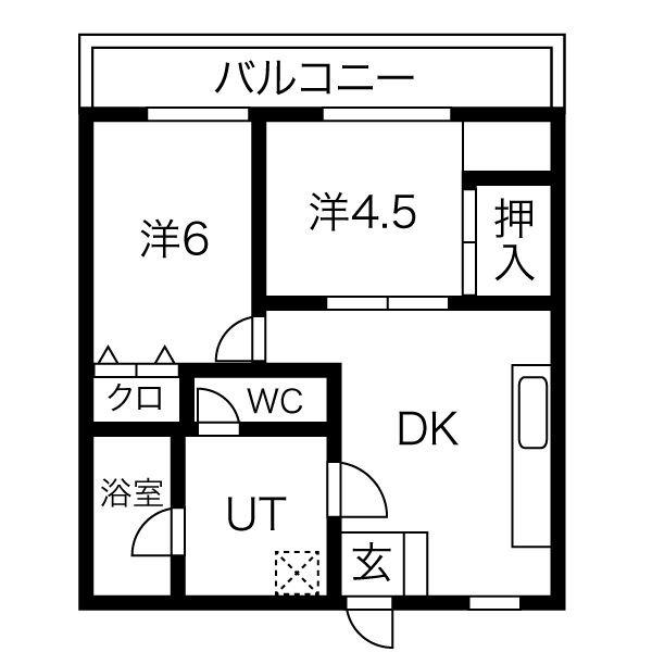 清泉ビル江坂(2DK/2階)の間取り写真
