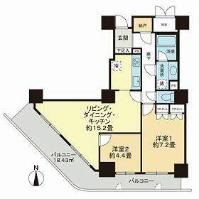 パークタワー台原(2LDK/7階)の間取り写真