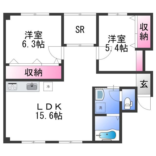 吹上ビルヂング(2LDK/5階)の間取り写真