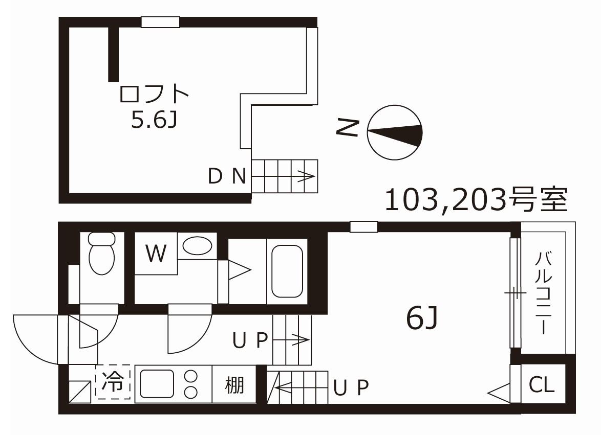 ハーモニーブリッジ桜山(1K/1階)の間取り写真
