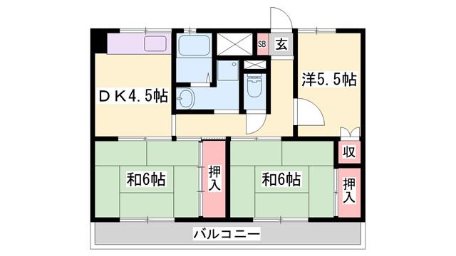 ビレッジハウス中村(3DK/2階)の間取り写真